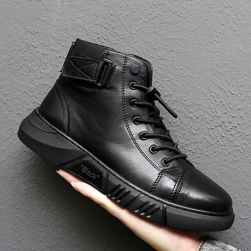 Italian slim leather boots for men